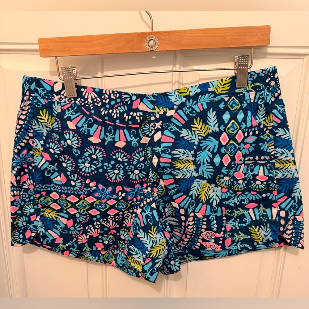 Lilly Pulitzer Blue and Pink Patterned Athletic Shorts